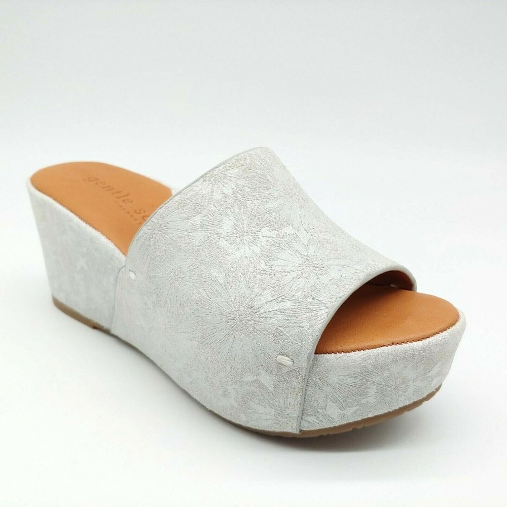 Gentle Soul Womens Forella Slide Wedge Sandal Pearl Cushion Insole Sz 9.5 M NEW